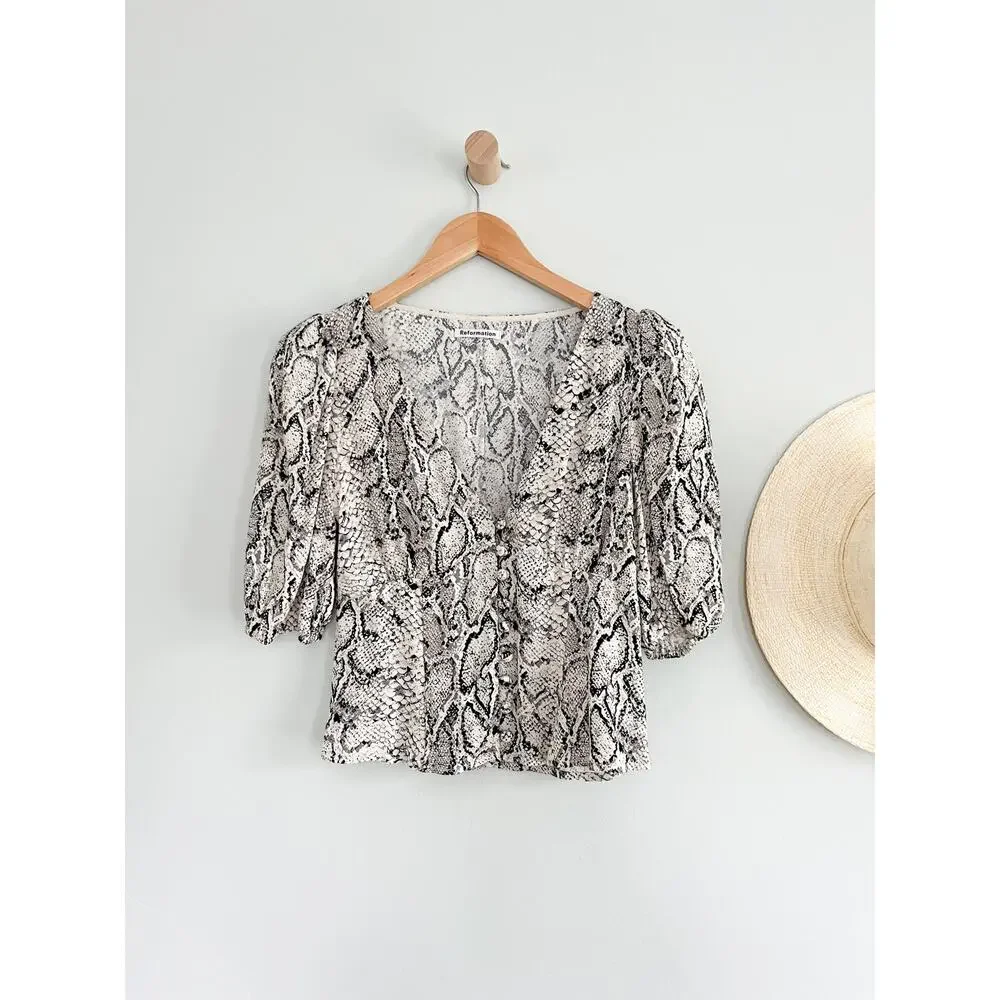 Reformation | Eliana Top in Rattlesnake | Sz XS